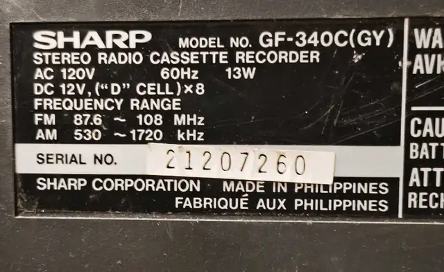 Vintage Sharp GF-340C (GY) Boombox X-Bass, I have more speakers! in Stereo Systems & Home Theatre in St. Albert - Image 7