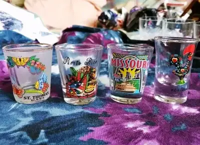 SOME VINTAGE SOUVENIR GLASSES, View more