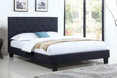 New Doumont Queen Blue Upholstered Platform Bedframe, View more