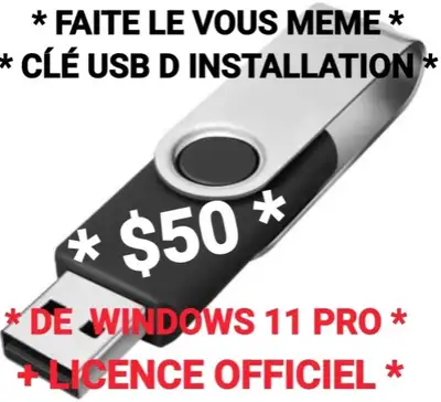 CLÉ USB D INSTALLATION DE WINDOWS 11 + LICENCE, View more