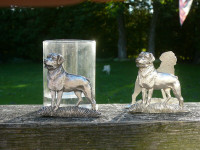 Glass Votive Holder & pewter Rottweiler,pewter Rottie cardholder
