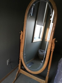 Solid oak full length dressing mirror
