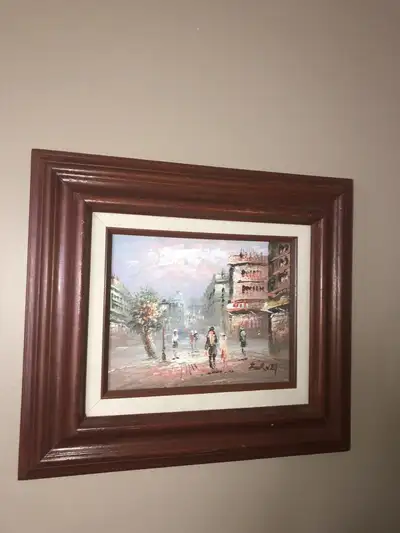 Vintage Oil Painting Paris Street Scene Burnett/firm price, View more