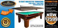 Majestic Yamaska 8 foot Pool Table Billard + Ping-Pong Top