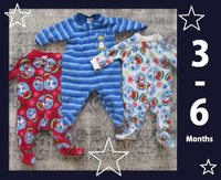 BABY BOYS (3m-6m) --- Fuzzy SLEEPER 3-PACK --- ONLY $5 !!