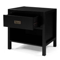 Classic Solid Wood Nightstand in Black