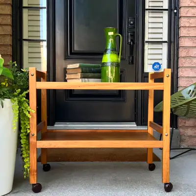 Mid-Century Modern Wood Bar Cart, View more