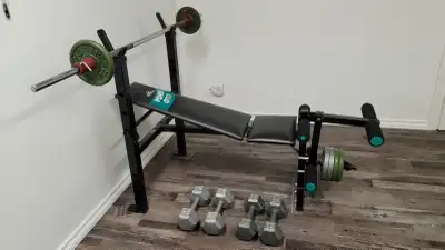Weights and bench, View more