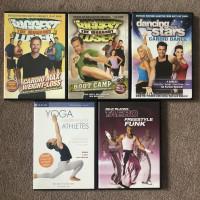 $10 for 5 workout dvds - yoga, taebo, cardio, dance, boot camp