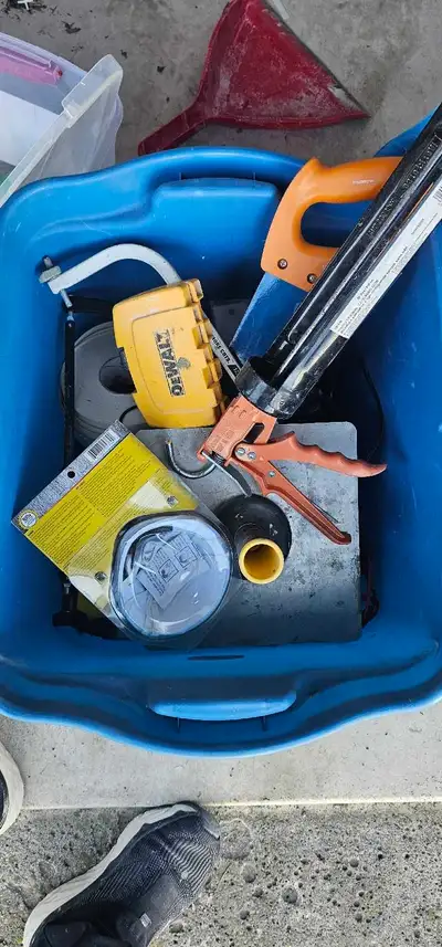 miscellaneous tote of tools, View more