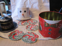 coaster snowman holder tin   box#60