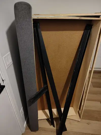 Queen bed with mattress and storage drawer, View more