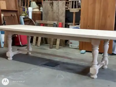 *STUNNING*NEW SOLID OAK TABLE8'X43"& 2"THICK IN*LOUIS XIII*STYLE, View more