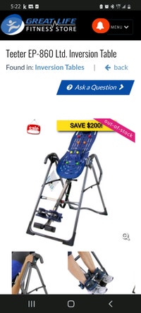 Brand new (in box) Teeter EP-860 Inversion Table - $170