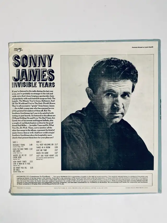 Sonny James - Invisible Tears (Vinyl LP / Sealed) in CDs, DVDs & Blu-ray in Mississauga / Peel Region - Image 3