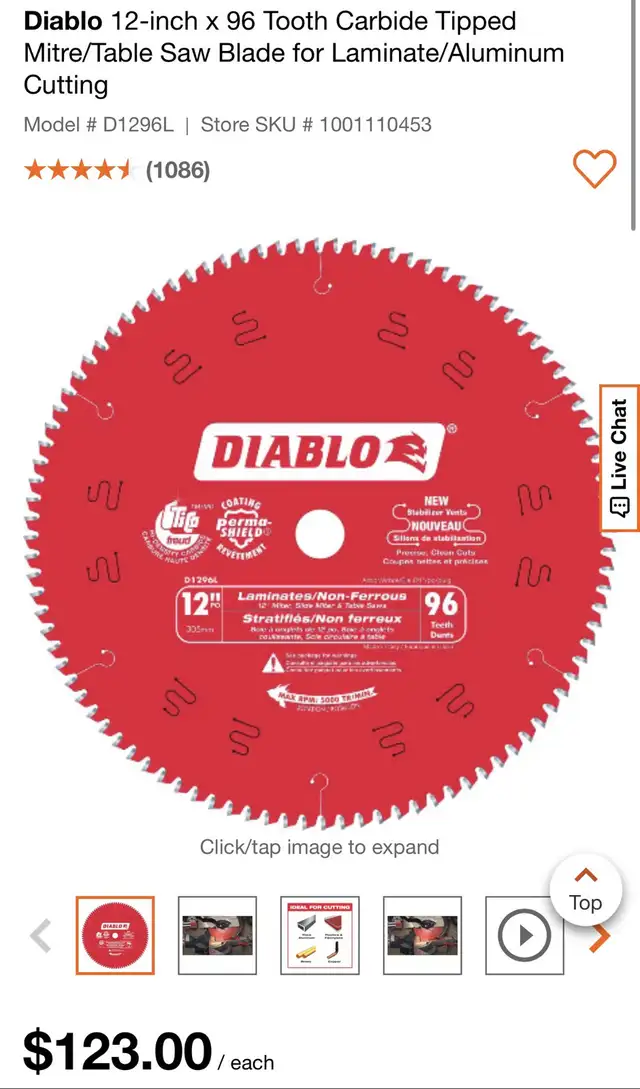 Diablo 12-inch x 96 Tooth Carbide Tipped Mitre/Table Saw Blade in Power Tools in City of Toronto - Image 3
