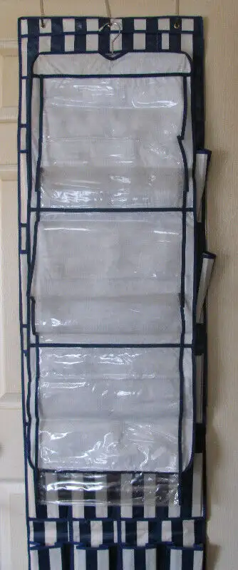 over-the-door style is approximately 71" long (including the hooks), 18" wide & has 24 pockets (hold...