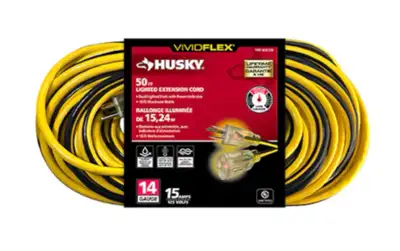 Husky VividFlex 50 ft. 14/3 Heavy Duty Indoor/Outdoor Extension , View more