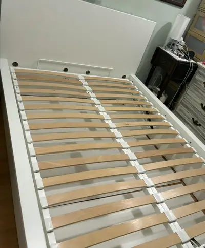 IKEA White Double Bed Frame with Storage – New out of box, View more