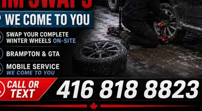 Mobile tire service at your driveway… Call now 416 818 8823 to book you spot Serving all around GTA...