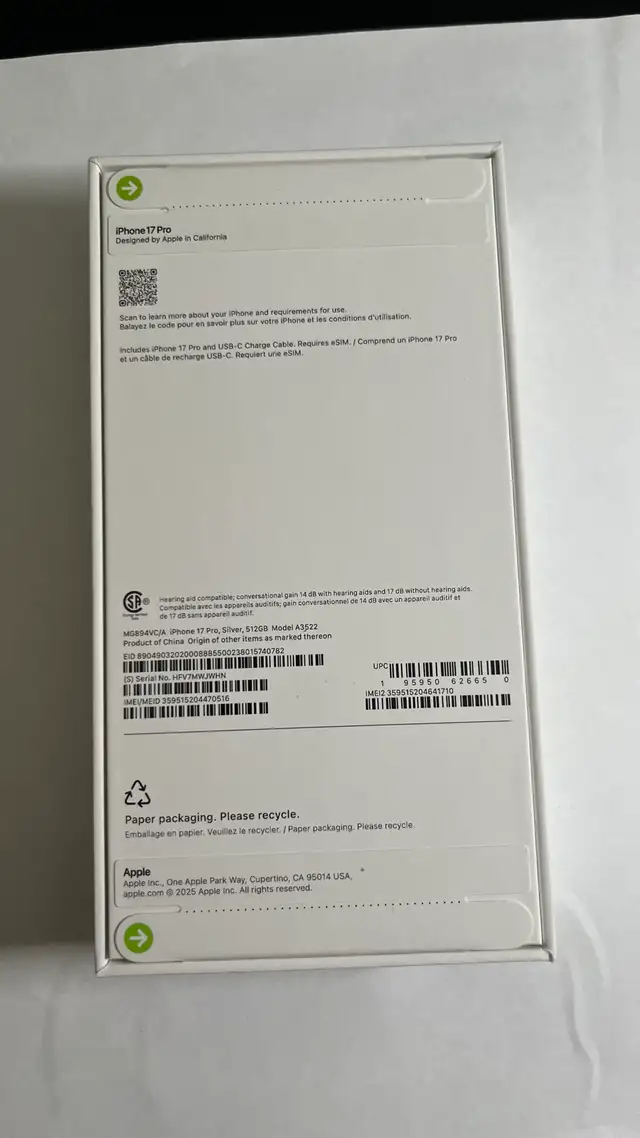 Apple iPhone 17 Pro 512gb Silver Brand New in Cell Phones in Richmond - Image 3