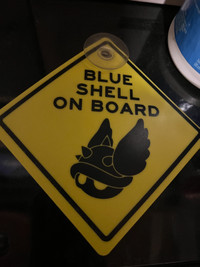 blue shell on board (mario) sign for window (suction cup)