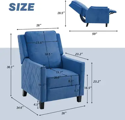 AVAWING Push Back Recliner Chair, Wing Back Chairs with Arms, View more
