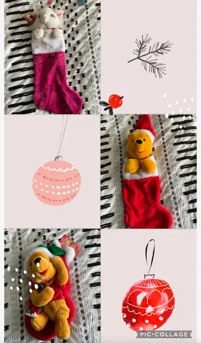 Vintage Christmas character stockings priced separately, View more