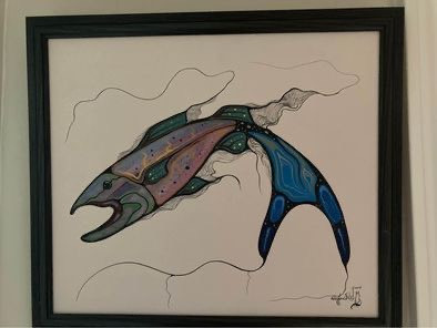 Untitled ( fish with blue tail ) in Arts & Collectibles in Fredericton