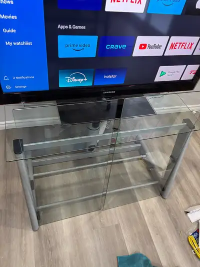 Glass and Metal 3-Tier TV Stand, View more