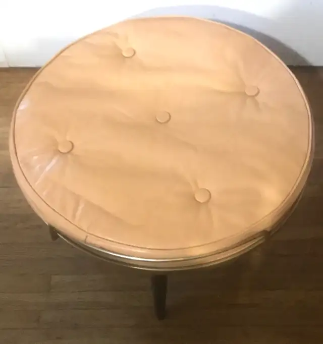 Vintage Mid Century Modern 1960s Footstool Pink Faux Leather in Arts & Collectibles in St. Catharines - Image 7