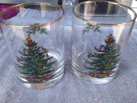 2 Spode Christmas Tree double old fashion glasses