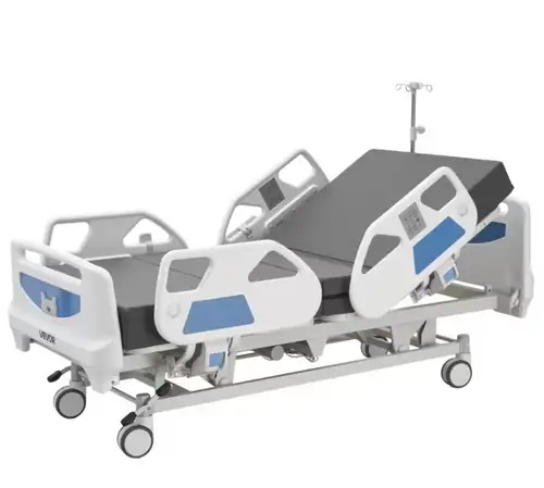 Lit d'hôpital électrique premium 5 fonctions, lit médical électrique avec fauteuil cardiaque, RCR, T...