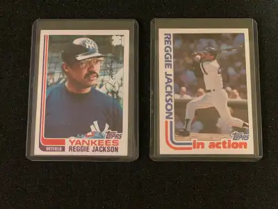 (2) 1982 Topps Reggie Jackson Yankees cards, View more