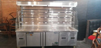 Restraunt display platform with freezer and refrigerator 