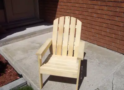 Pine childs adirondack chairs - flat seating unfinished ready for paint or stain if posted, item is...