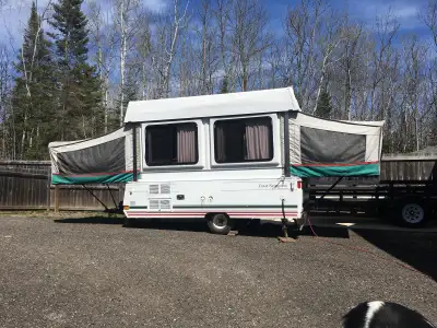 Fridge furnace and stove all work does not leak canvas has a couple repairs. Hard sides with proper...