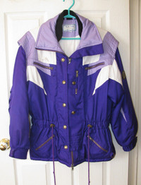 Ladies Winter Jacket Coat Purple & White Size 8 Nice