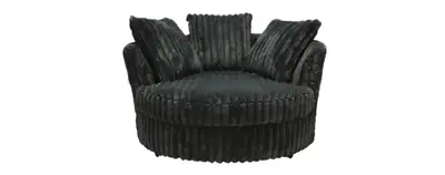 6129 - Plush Swivel Chair in Charcoal Dimensions; Depth: 55” Width: 59” Height: 36” Delivery is avai...