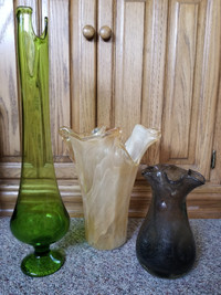 Vintage Glass Vase Assortment, Layered Glass, Hand Blown Glass
