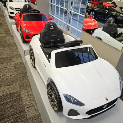 Maserati 12V Cars w/ Rubber Wheels, Leather Seats, Bluetooth, RC, View more