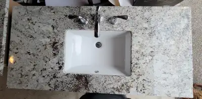 48" (INCH) VANITY WITH PORCELAIN SINK AND GRANITE COUNTERTOP AND CHROME FAUCET. Measurements 48x32.5...