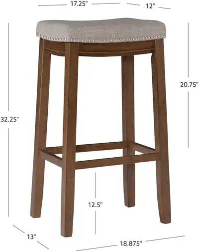 Linon Claridge 32" Wood Bar Stool in Rustic, View more
