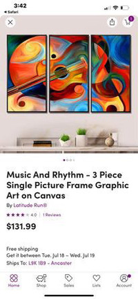 Brand new Music And Rhythm - 3 Piece Single Picture Frame Graphi
