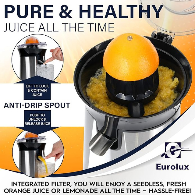 Eurolux Electric Citrus Juicer ELCJ-2200 Juicer in Processors, Blenders & Juicers in Mississauga / Peel Region - Image 2