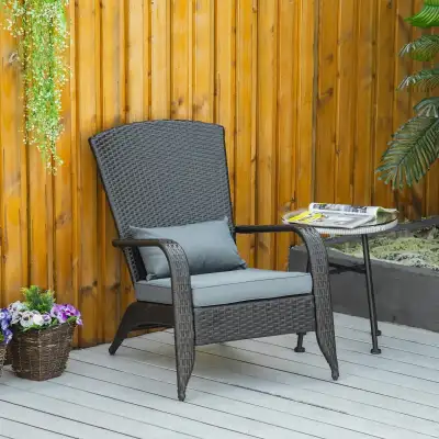 Patio Wicker Adirondack Chair, PE Rattan Outdoor Muskoka Chair, , View more