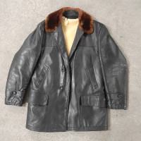Leather Jacket Men's Black Coat Shearling Lincoln Sportswear
