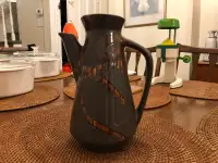 MCM Laurentian Brown Ceramic Water Jug/Vase With Abstract Swirls