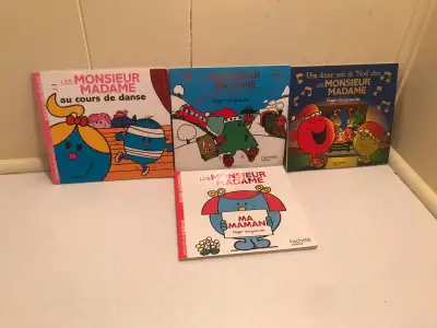 This is an ad for a lot of 4 French language Mr Men childrens books with two being about Christmas....