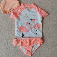 Gymboree Pink Flamingo Rash Guard 2-Piece Swimsuit